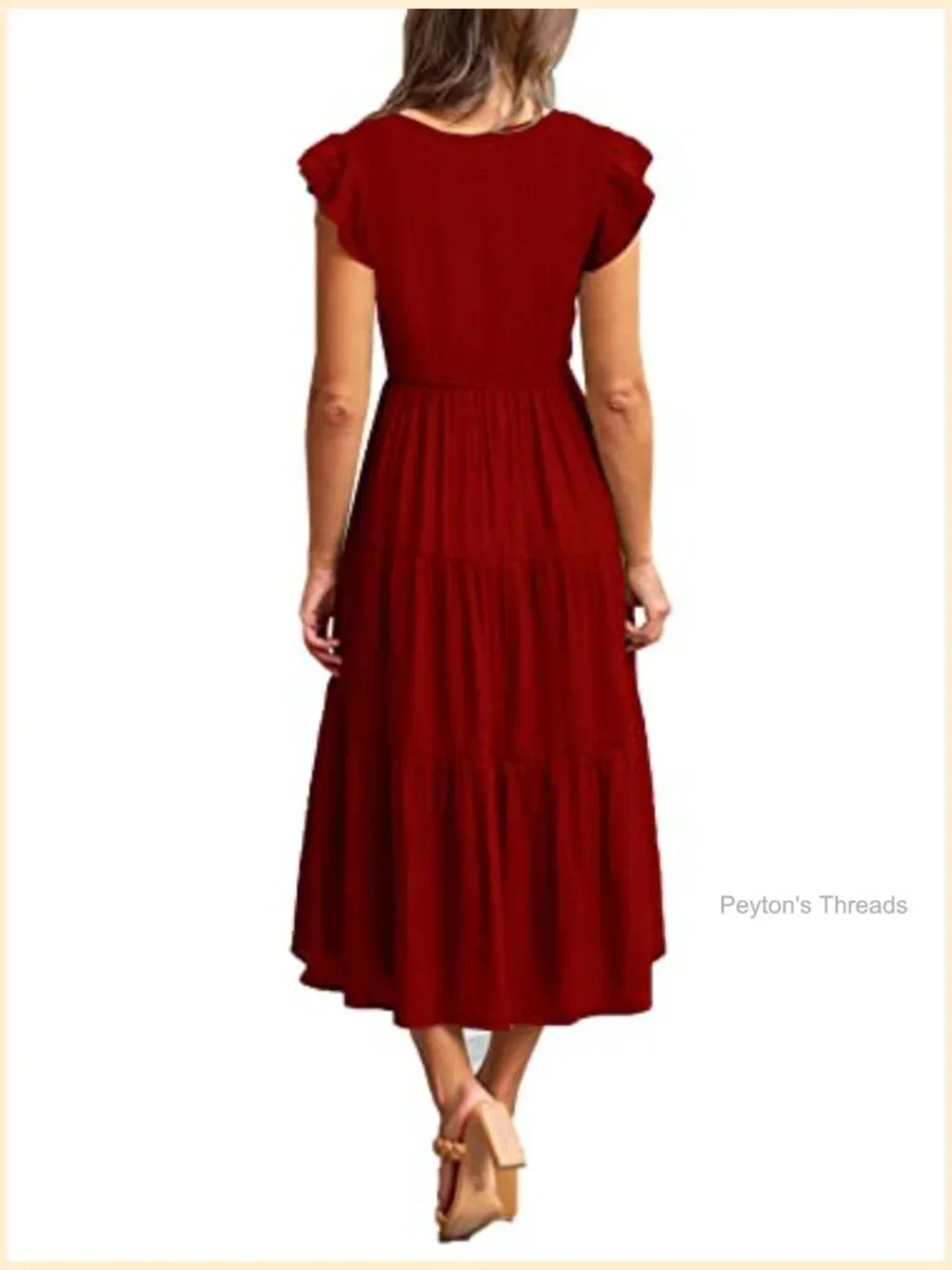 Flutter Short Sleeve Smocked Tiered Nursing Dress with Pockets